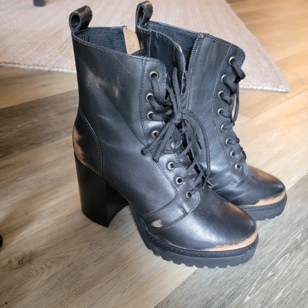Steve Madden mid calf Brandt leather lace up boots/combat boots